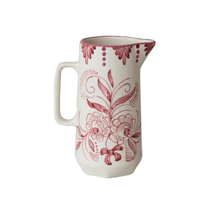 60 oz. Hand - Painted Stoneware Pitcher with Botanical Design