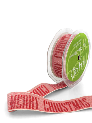 1" Woven Sparkle "Merry Christmas" Sentiment Ribbon