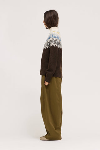 MEDIUM  FAIR ISLE TURTLENECK SWEATER: CAROB MULTI