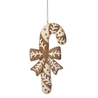 Decorative candy cane with a bow on a white background