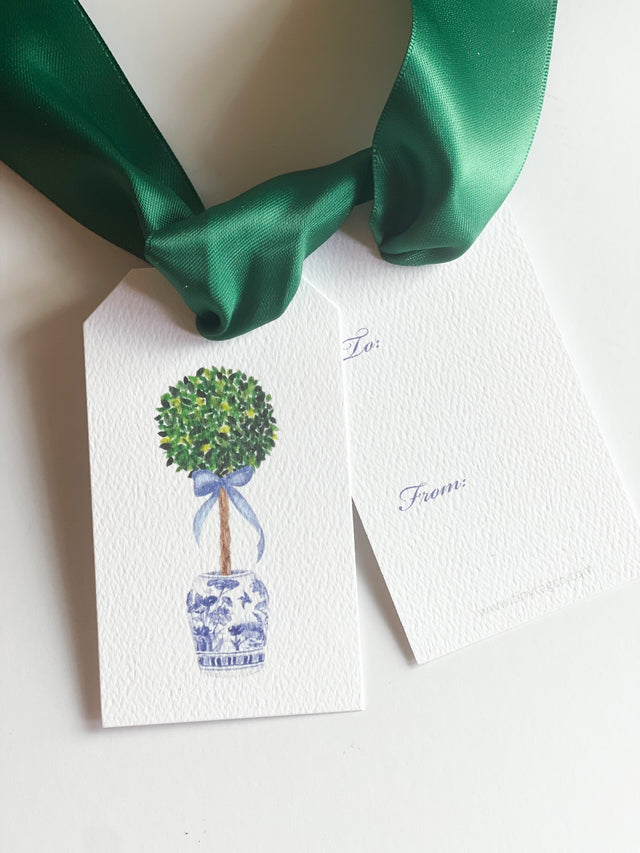 Boxwood and Chinoiserie Gift Tag