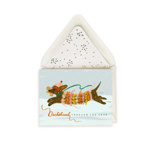 Dachshund Dashing Through the Snow Christmas Greeting Card