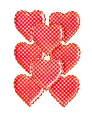 Checkered Heart Shaped Paper Plate