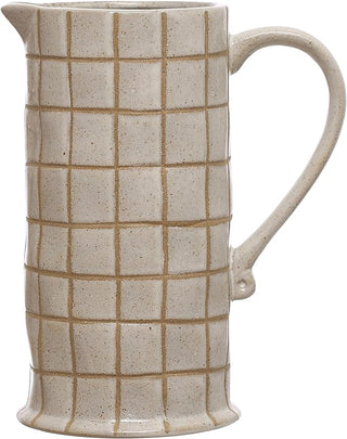 Stoneware Grid Pattern Pitcher