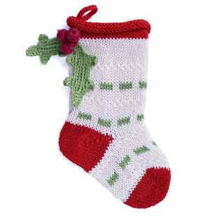 Mini Holly Stocking - Ecru