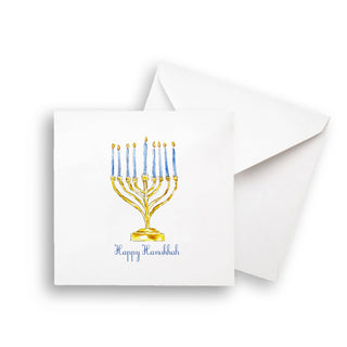 Menorah with Happy Hanukkah: Natural Guest Towel / Remove Words / -