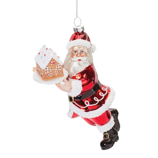 Santa w/Gingerbread 6.5”H Glass