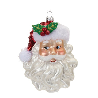 Santa Face Ornament 5.5”H Glass