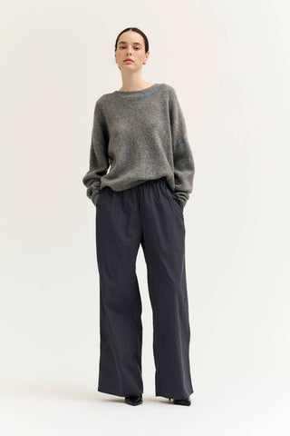 L GINGHAM EASY PANT: Brown