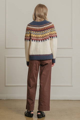 Fair Isle Pattern Knit Sweater