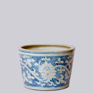 Blue and White Porcelain Floral Planter