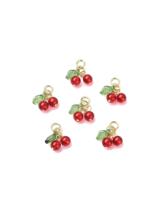 Gold Dangling Cherries Charm