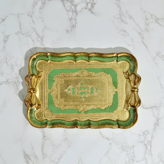 Florentine Carved Gilded Wood Mini Tray with Bow