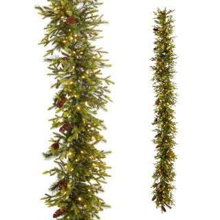 9' Pre-Lit Connectable Douglas Fir Pinecone Garland