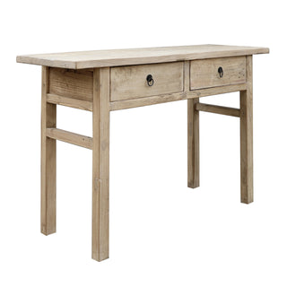 Rustic Elmwood Console with Two Drawers Weathered Natural