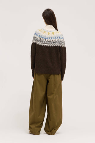 LARGE FAIR ISLE TURTLENECK SWEATER: CAROB MULTI