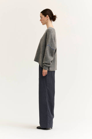 L GINGHAM EASY PANT: Brown