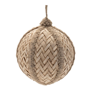 Ball Ornament 5”D Plastic/Bamboo