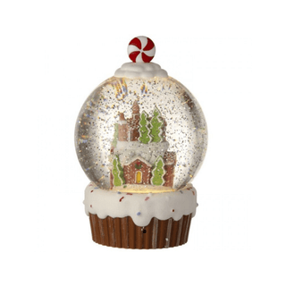 9.5" LED USB Chargeable Gingerbread Cupcake Snow Globe