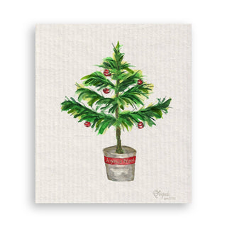 Christmas Tree In Pot: Natural Guest Towel / -