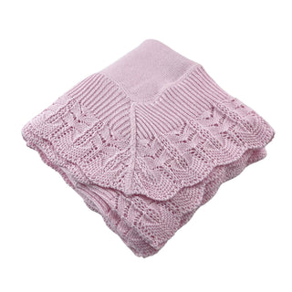 Baby Blanket with Scallop Lace Border: White