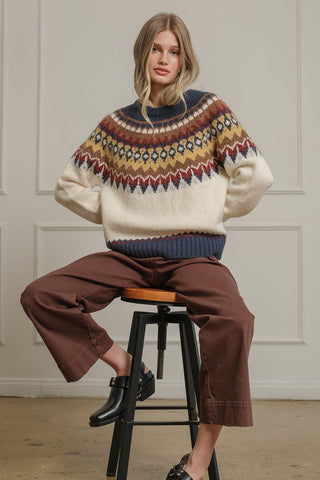 Fair Isle Pattern Knit Sweater