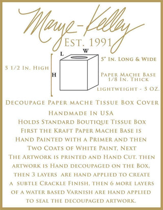 Blue Provencial Print Tissue Box Cover: Paper Mache