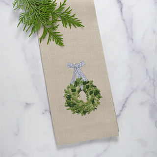 Boxwood Wreath Linen Towel