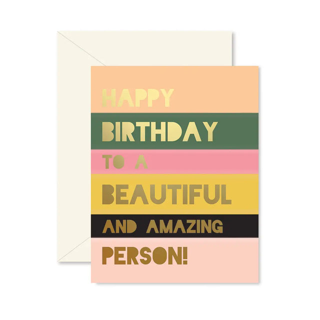 Beautiful Person Colorblock Birthday Greeting Card