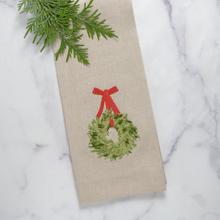 Boxwood Wreath Holiday Linen Towel