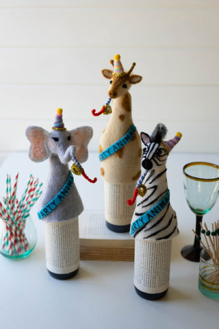Felt Party Animal Bottle Toppers