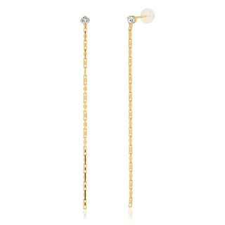 CZ Post w/ Long Linear Chain Earring