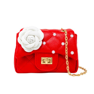 Red Purse with White Flower