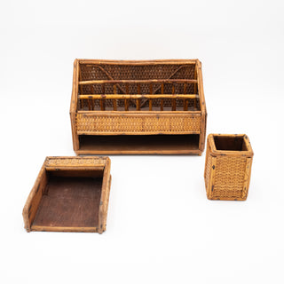 Vintage Rattan Desk Set