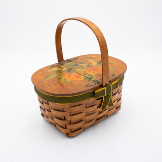 Vintage Hand Painted Picnic Basket