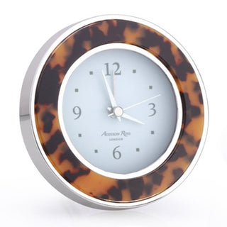 Faux Tortoiseshell & Silver Silent Alarm Clock