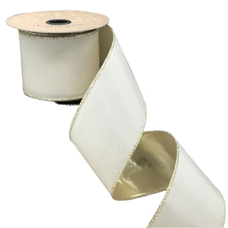 Ivory Gold Back Taffeta Ribbon 2.5"x10yds