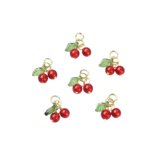 Gold Dangling Cherries Charm