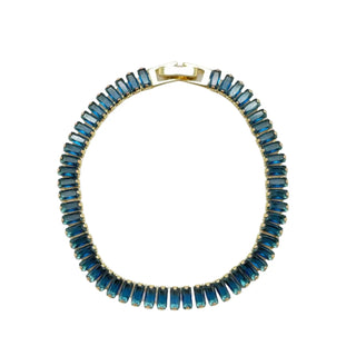 Gold filled Tennis Crystal Bracelet -Blue