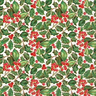 Paper Cocktail Napkins Holly Christmas pk/20