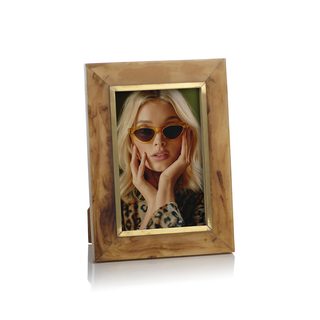 Horn Design Inlaid Photo Frame with Brass Accent - 4x6