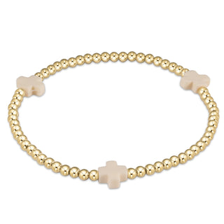 ENewton | egirl Signature Cross Gold Pattern 3mm Bead Bracelet