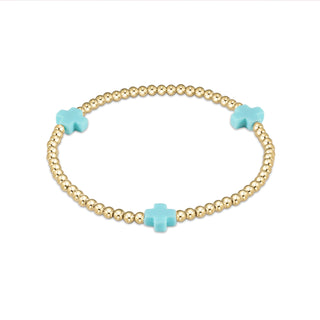 ENewton | egirl Signature Cross Gold Pattern 3mm Bead Bracelet