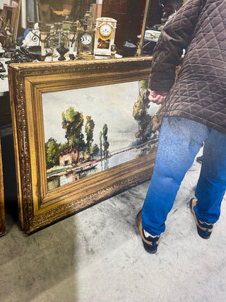 Large European Landscape Oil Painting