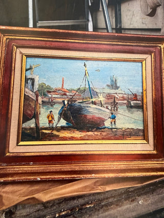 Antique Art-Italian Harbor Scene