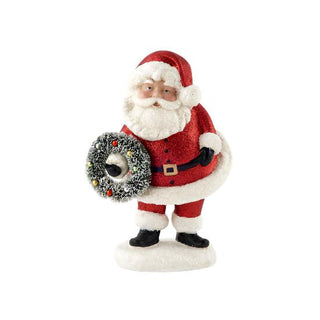 Red Glitter Santa w/Wreath 14.5"