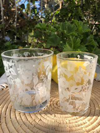 White Flower Drinking Glass