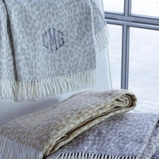 Leopard Throw: Cream/Sky