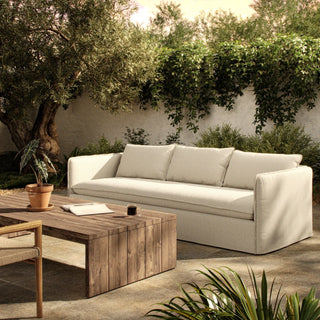 White Linen Outdoor Sofa