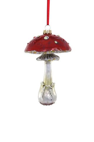 Frosted Red Mushroom Ornament